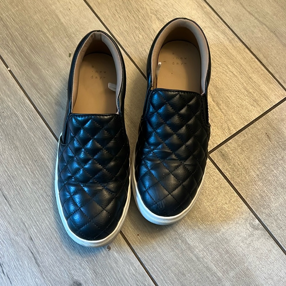 Quilted Faux Leather Slip-Ons